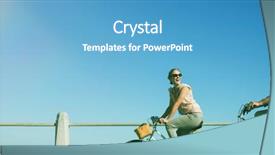  Presentation with bike - PPT layouts enhanced with binary white - happy casual couple going background and a teal colored foreground