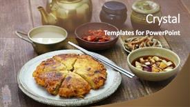  Presentation with pancake - Cool new presentation with bindaetteok mung bean pancake korean backdrop and a violet colored foreground