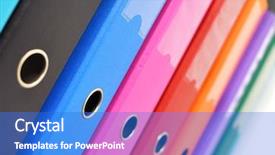  Presentation with files - Presentation design with binder - files on the shelf background and a cobalt blue colored foreground