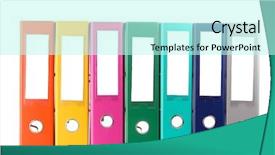  Presentation with binder - Audience pleasing PPT theme consisting of binder - office folders isolated on white backdrop and a cool aqua colored foreground
