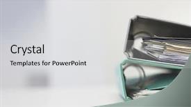  Presentation with desk - Cool new PPT layouts with binder - two file folders on office backdrop and a light gray colored foreground
