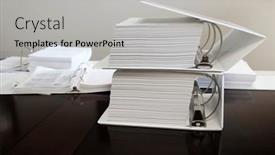  Presentation with business office desk - Presentation design having binders-on-desk-for-office background and a light gray colored foreground