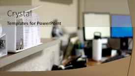  Presentation with business office desk - Slides consisting of binders-on-desk-for-office background and a coral colored foreground