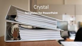  Presentation with business office desk - Slide deck consisting of binders-on-desk-or-shelves background and a coral colored foreground