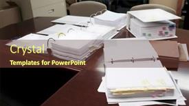  Presentation with business office desk - Slide set featuring binders-on-desk-or-shelves background and a tawny brown colored foreground