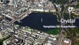  Presentation with hamburg - Beautiful slide set featuring binnenalster lake at hamburg's city center aerial view backdrop and a wine colored foreground
