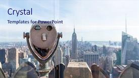  Presentation with binocular - Amazing slide deck having binocular against observation deck view backdrop and a sky blue colored foreground