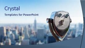  Presentation with binocular - Slides enhanced with binocular against observation deck view background and a light blue colored foreground