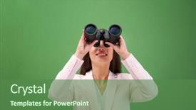  Presentation with binocular - PPT theme enhanced with binocular on color background background and a ocean colored foreground