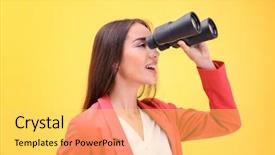  Presentation with binocular - Colorful presentation theme enhanced with binocular on color background backdrop and a yellow colored foreground