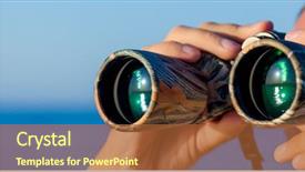  Presentation with binocular - Slide set having binoculars - man is looking background and a red colored foreground