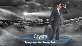  Presentation with stormy sea - PPT theme having binoculars against stormy sea background and a dark gray colored foreground