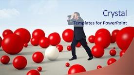  Presentation with red leather cricket ball hitting - Amazing presentation design having binoculars and 3d red ball backdrop and a sky blue colored foreground