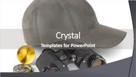  Presentation with travel concept silhouette - Presentation theme having binoculars compass and cap - travel background and a gray colored foreground