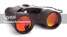  Presentation with background - Beautiful theme featuring binoculars isolated on white background backdrop and a dark gray colored foreground