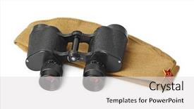  Presentation with forage - Presentation design featuring binoculars isolated on white background and a light gray colored foreground