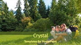  Presentation with hike forest - Audience pleasing presentation consisting of binoculars map - happy couple going backdrop and a tawny brown colored foreground