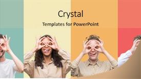  Presentation with collage of diversity people - Amazing slides having binoculars sticking tongue out eye backdrop and a blonde colored foreground