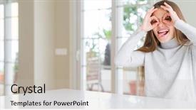  Presentation with wide - Presentation featuring binoculars sticking tongue out eye background and a light gray colored foreground