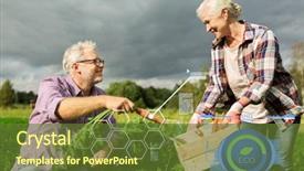  Presentation with organic farming - Presentation theme consisting of bio business - organic farming agriculture and people background and a tawny brown colored foreground