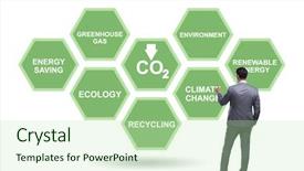  Presentation with ecology - Audience pleasing PPT theme consisting of bio carbon - businessman in ecology and environment backdrop and a mint green colored foreground