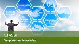  Presentation with ecology - Theme with bio carbon - businessman in ecology and environment background and a tawny brown colored foreground