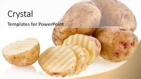  Presentation with bio - Slide deck consisting of bio chips - fresh potatoes slices isolated background and a white colored foreground