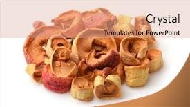  Presentation with 3d isolated t rex head - Cool new presentation theme with bio chips - heap of chopped dried apples backdrop and a coral colored foreground