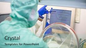  Presentation with clean - Slide set having bio chips - work in super clean lab background and a light blue colored foreground