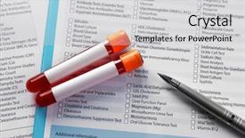  Presentation with blood test - Cool new PPT theme with bio data - blood test health care concept backdrop and a light gray colored foreground