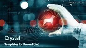  Presentation with scientist - Presentation theme featuring bio data - close up of scientist hand background and a ocean colored foreground