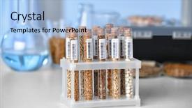  Presentation with lab test - PPT layouts having bio data - groats in test tubes background and a light blue colored foreground
