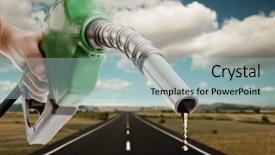  Presentation with bio gas - Cool new PPT theme with bio diesel - male hand holding gas pump backdrop and a light blue colored foreground