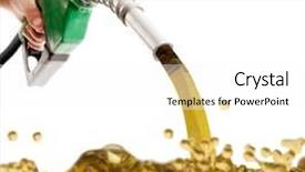  Presentation with tank - Colorful slides enhanced with bio diesel - male hand pumping gasoline backdrop and a white colored foreground