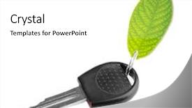  Presentation with car key - Presentation theme with bio fuels - car key with green leaf background and a white colored foreground