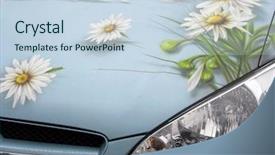  Presentation with bio - PPT theme consisting of bio fuels - car with draw flowers background and a sky blue colored foreground
