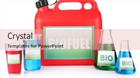  Presentation with vials - Amazing slides having bio fuels in canister and vials isolated on white backdrop and a coral colored foreground