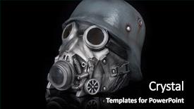  Presentation with bio gas - Presentation with bio hazard - military helmet with goggles background and a black colored foreground