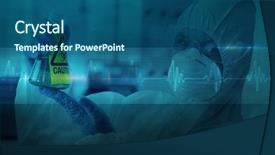  Presentation with hazardous - Cool new PPT theme with bio hazard - scientist in protective suit backdrop and a ocean colored foreground