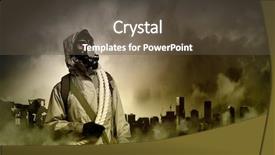  Presentation with nuclear disaster - Theme enhanced with bio hazard - stalker against nuclear background disaster background and a tawny brown colored foreground