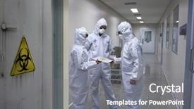  Presentation with hazard - Beautiful PPT layouts featuring bio hazard scientists receiving backdrop and a gray colored foreground