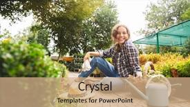  Presentation with water irrigation greenhouse - Amazing presentation theme having bio inspired - attractive beautiful woman gardener backdrop and a  colored foreground