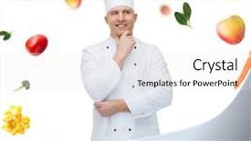  Presentation with people falling - Colorful slide deck enhanced with bio inspired - cooking profession inspiration vegetarian diet backdrop and a sky blue colored foreground