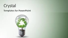  Presentation with bio inspired - Theme featuring bio inspired - light bulb in green environment background and a sky blue colored foreground