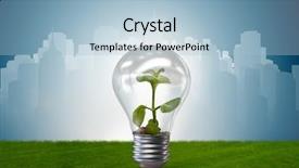  Presentation with light green - PPT layouts featuring bio inspired - light bulb in green environment background and a light blue colored foreground