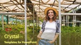  Presentation with bio inspired - Beautiful presentation theme featuring bio inspired - portrait of young happy cheerful backdrop and a tawny brown colored foreground