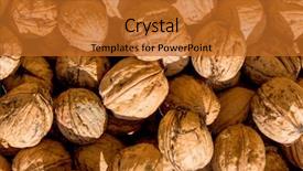  Presentation with dry pineapple close up many - Amazing slide set having bio mass - many walnuts close up backdrop and a gold colored foreground