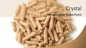  Presentation with mass - PPT theme with bio mass - top view of wooden pellets background and a coral colored foreground