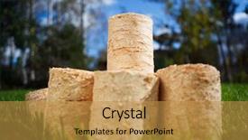  Presentation with mass - PPT layouts featuring bio mass - wooden pellets on green grass background and a gold colored foreground