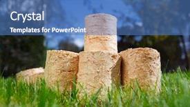  Presentation with bio - Audience pleasing PPT theme consisting of bio mass - wooden pellets on green grass backdrop and a teal colored foreground